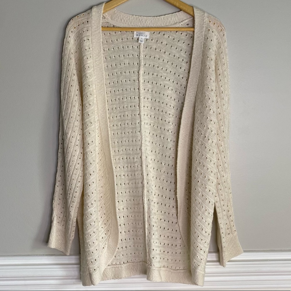 Market & Spruce Stitch Fix Cream Open Cardigan Like New Size Medium